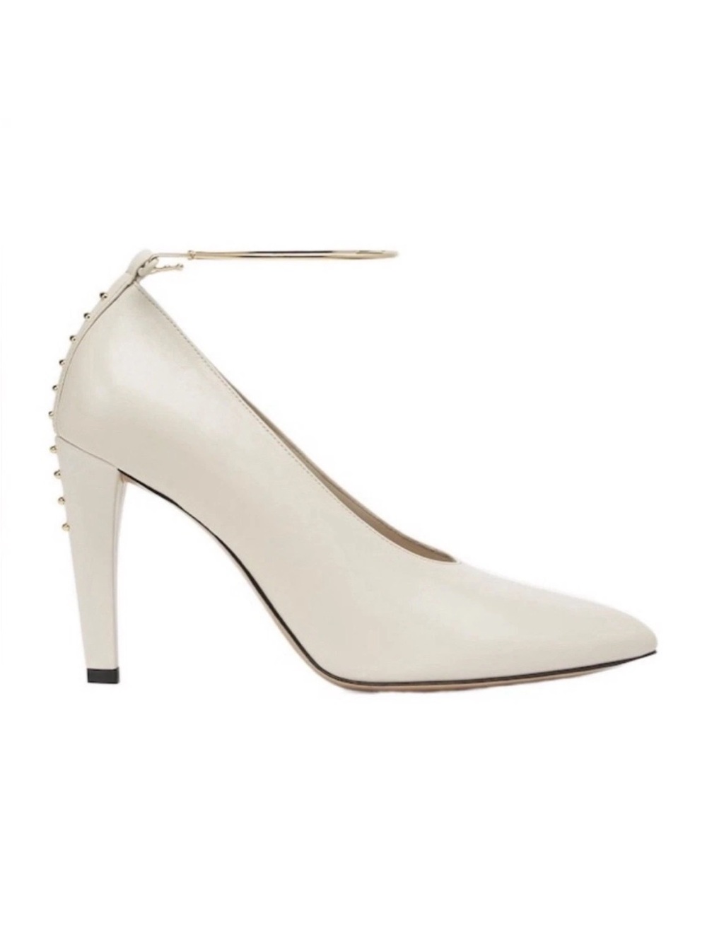 Fendi beige leather pumps with gold ankle straps and studs *New in box*